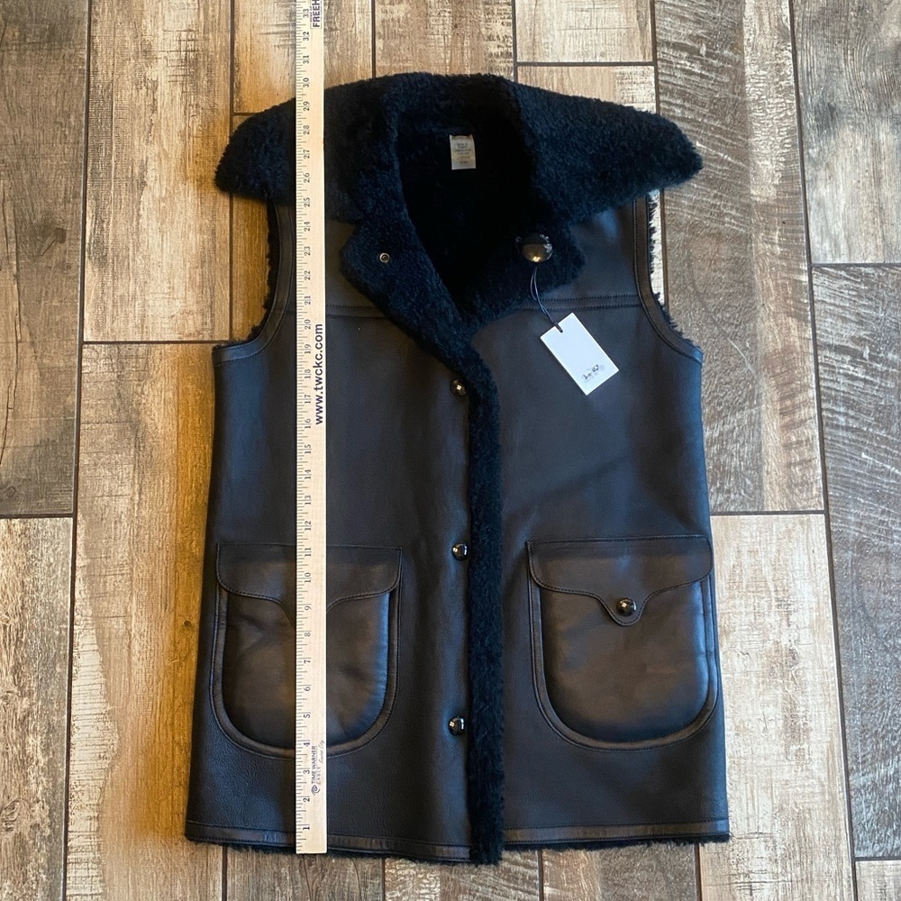 Coach Black Lamb Leather Shearling Reversible Vest 🆕 - Picture 12 of 14